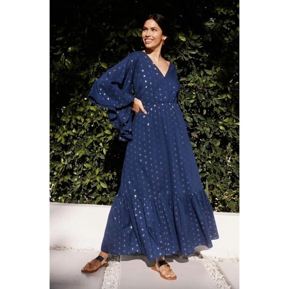 PQ Swim Amber Metallic Maxi Dress Sapphire Blue Silver Womens Size XS/S - Picture 2 of 9